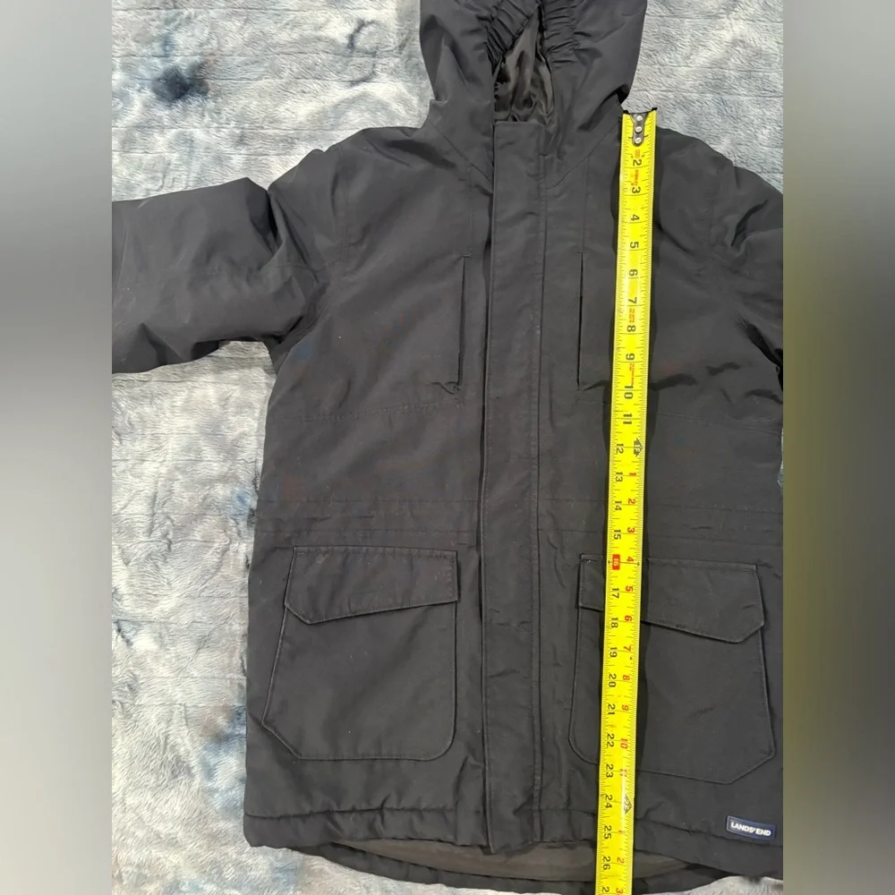 Lands’ End Kids Black Insulated Winter Parka Coat | Hooded | Size M 10–12 - Picture 7 of 13